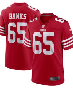 Men's San Francisco 49ers Aaron Banks Scarlet Team Game Jersey JS7734 nicesnker