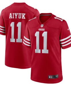 Men's San Francisco 49ers Brandon Aiyuk Scarlet Team Player Game Jersey JS9312 nicesnker