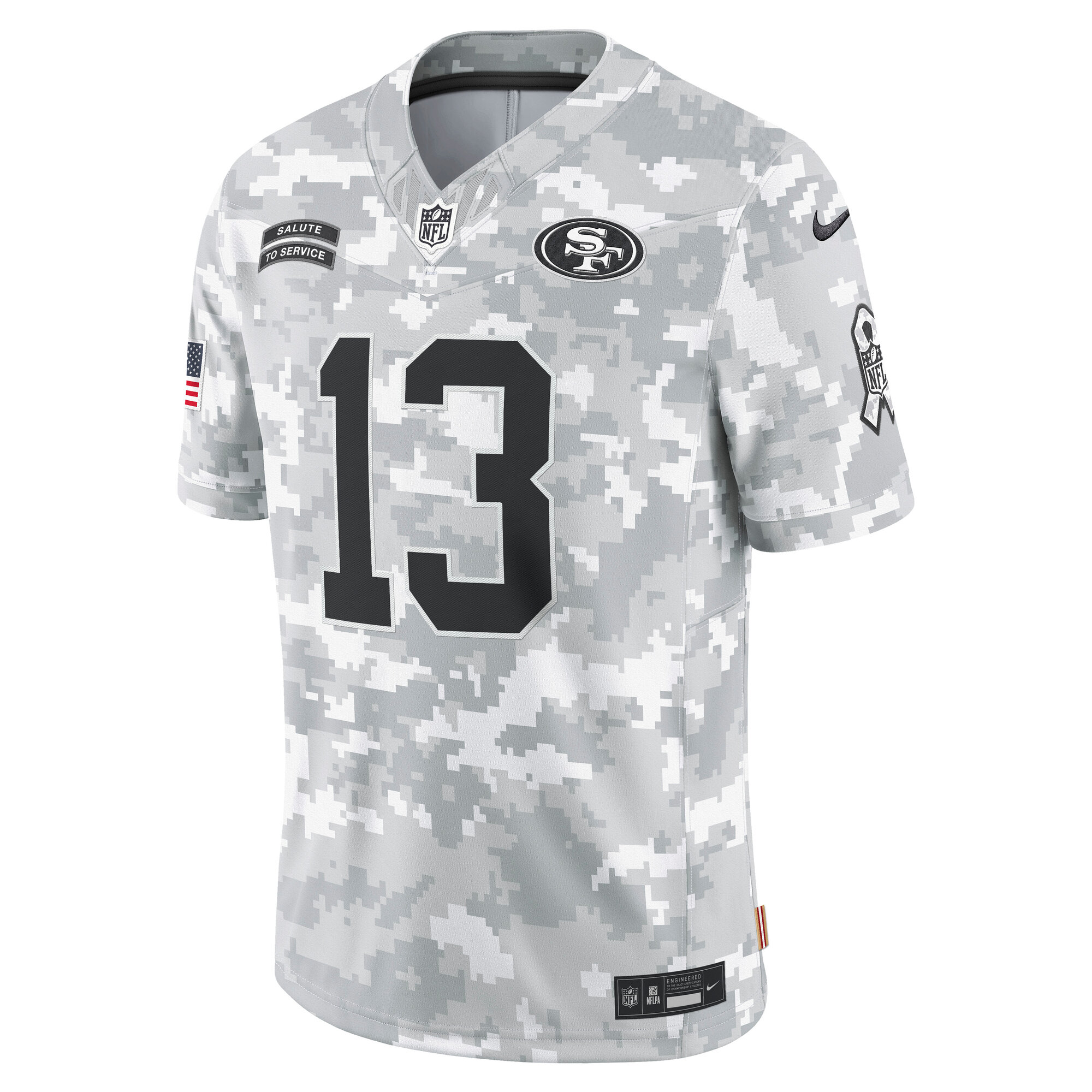 Men's San Francisco 49ers Brock Purdy Arctic Camo 2024 Salute to Service Limited Jersey JS1886 nicesnker - Image 2