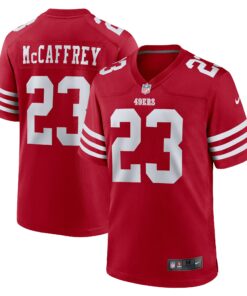 Men's San Francisco 49ers Christian McCaffrey Scarlet Game Player Jersey JS5181 nicesnker