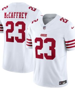 Men's San Francisco 49ers Christian McCaffrey White Vapor F.U.S.E. Limited Jersey JS2466 nicesnker