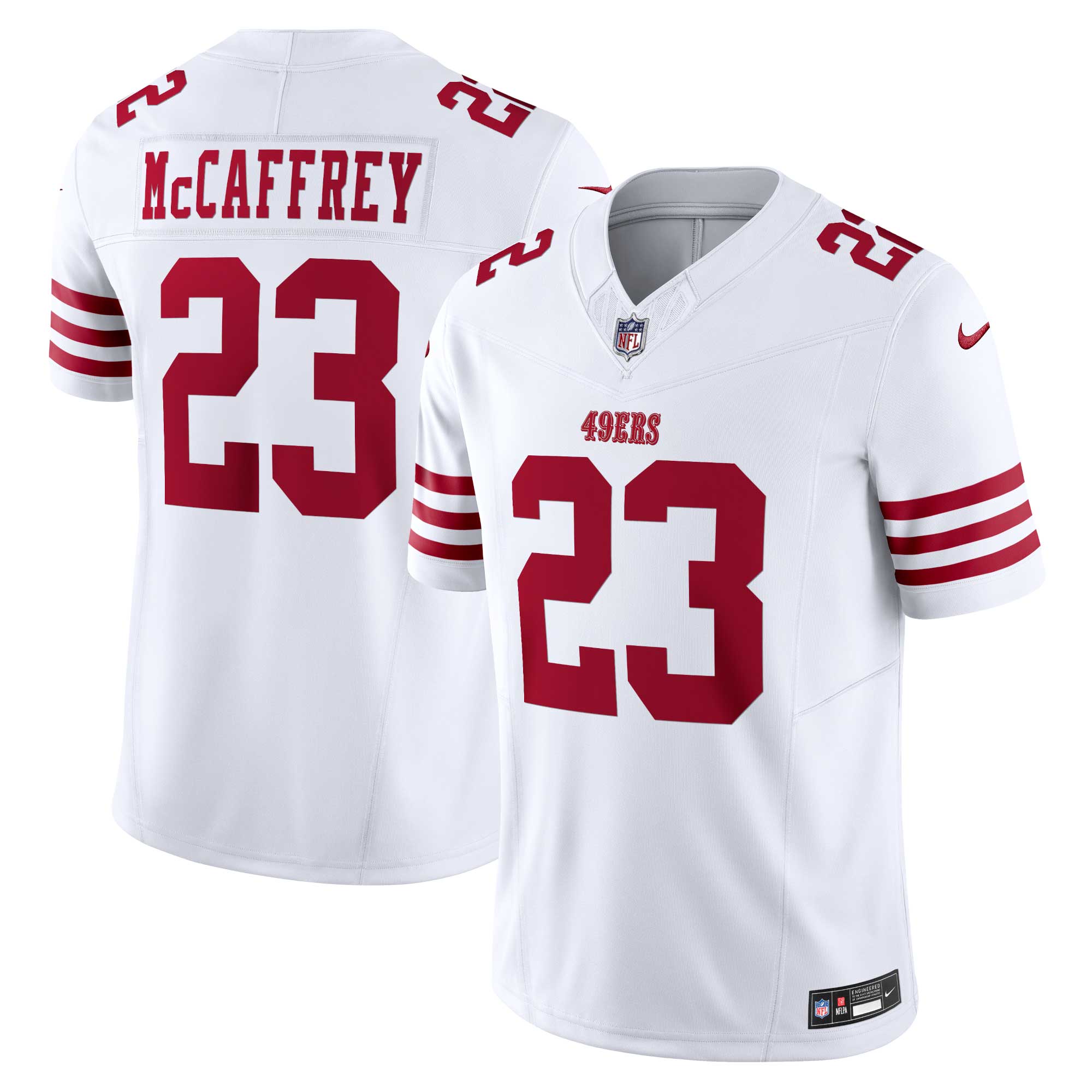 Men's San Francisco 49ers Christian McCaffrey White Vapor F.U.S.E. Limited Jersey JS2466 nicesnker