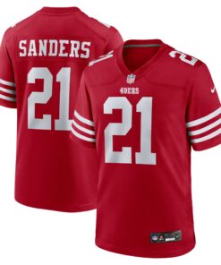 Men's San Francisco 49ers Deion Sanders Scarlet Team Retired Player Game Jersey JS6713 nicesnker