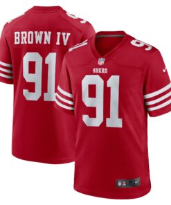 Men's San Francisco 49ers Earnest Brown IV Scarlet Team Game Jersey JS6624 nicesnker