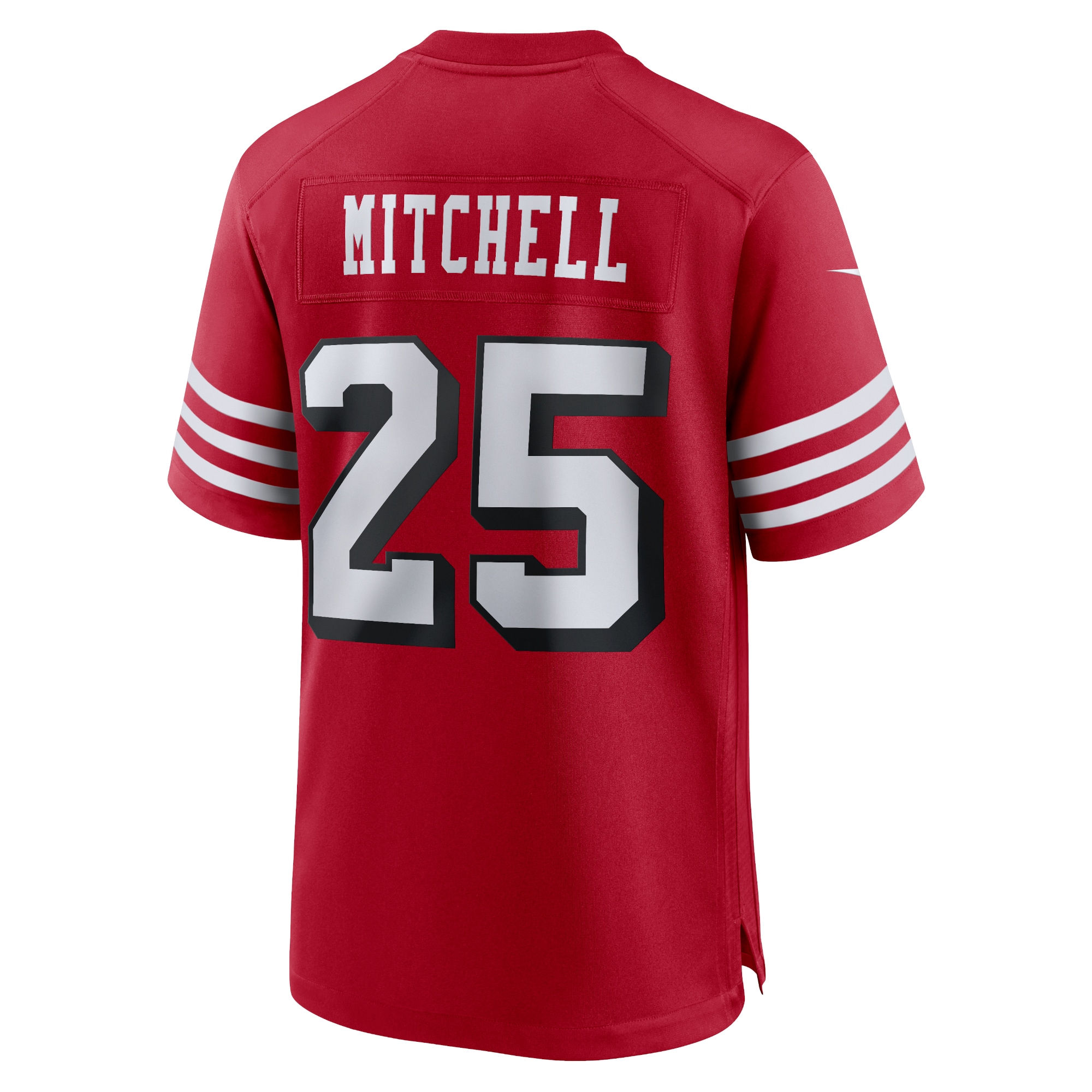Men's San Francisco 49ers Elijah Mitchell Scarlet Alternate Team Game Jersey JS8883 nicesnker - Image 3