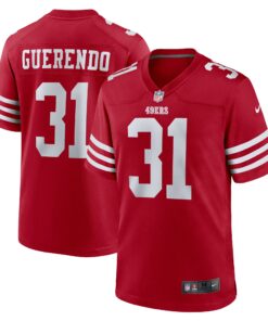 Men's San Francisco 49ers Isaac Guerendo Scarlet Game Jersey JS7271 nicesnker