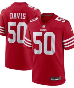 Men's San Francisco 49ers Khalil Davis Scarlet Team Game Jersey JS3959 nicesnker