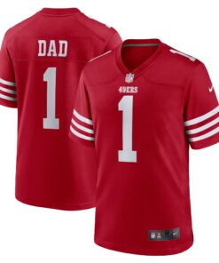 Men's San Francisco 49ers Number 1 Dad Scarlet Game Jersey JS7060 nicesnker