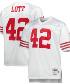 Men's San Francisco 49ers Ronnie Lott Mitchell & Ness White Big & Tall 1990 Retired Player Jersey JS1495 nicesnker