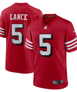 Men's San Francisco 49ers Trey Lance Scarlet Alternate Game Jersey JS8361 nicesnker