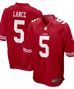 Men's San Francisco 49ers Trey Lance Scarlet Game Jersey JS9077 nicesnker