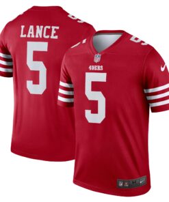 Men's San Francisco 49ers Trey Lance Scarlet Team Legend Player Performance Top JS5337 nicesnker