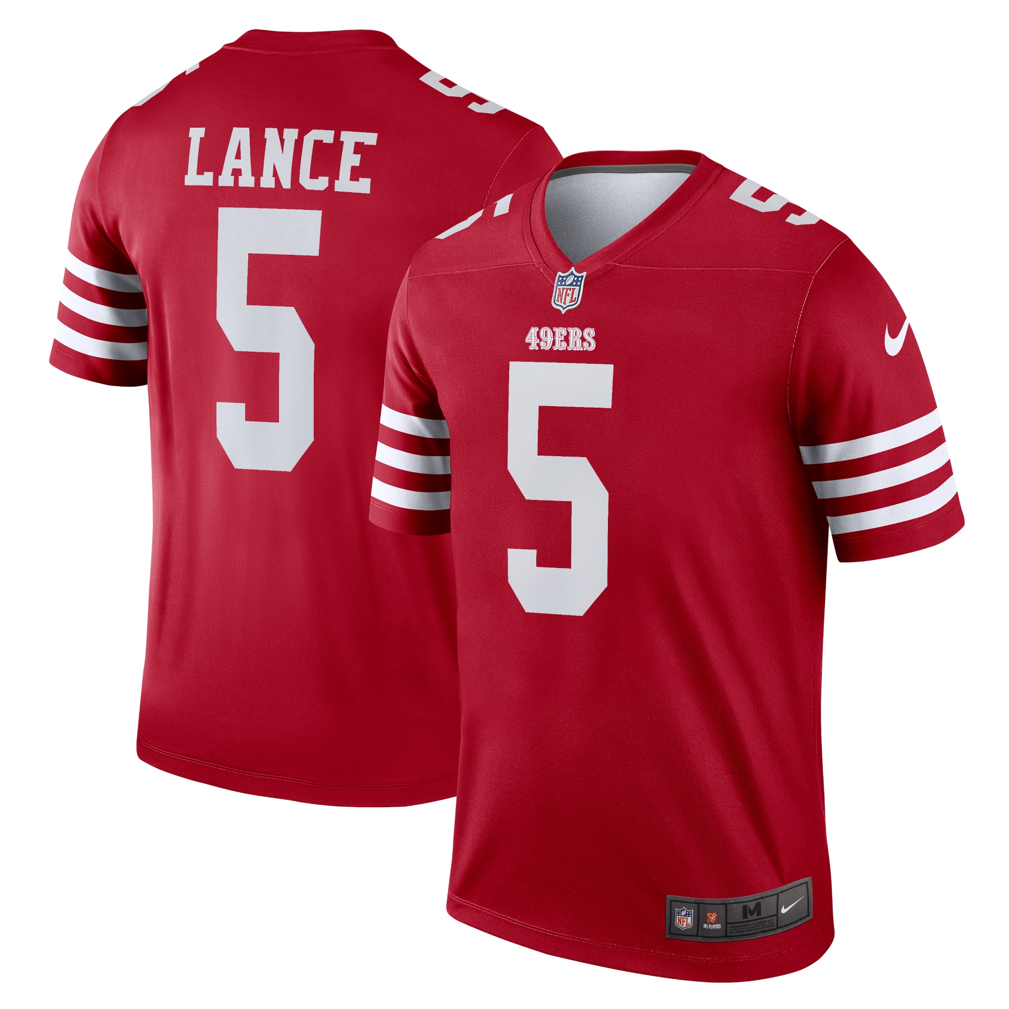 Men's San Francisco 49ers Trey Lance Scarlet Team Legend Player Performance Top JS5337 nicesnker