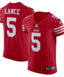 Men's San Francisco 49ers Trey Lance Scarlet Vapor Elite Jersey JS2275 nicesnker