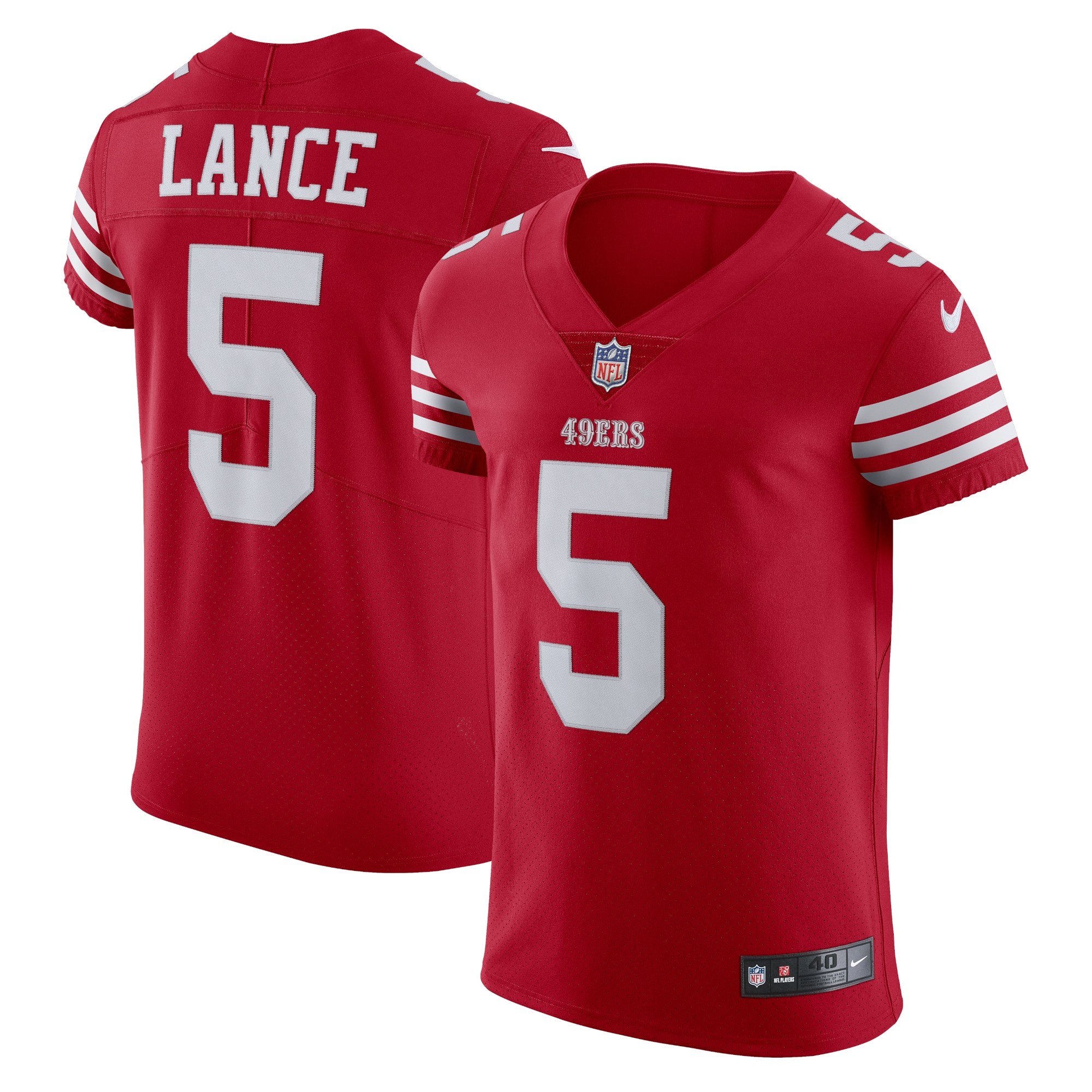 Men's San Francisco 49ers Trey Lance Scarlet Vapor Elite Jersey JS2275 nicesnker
