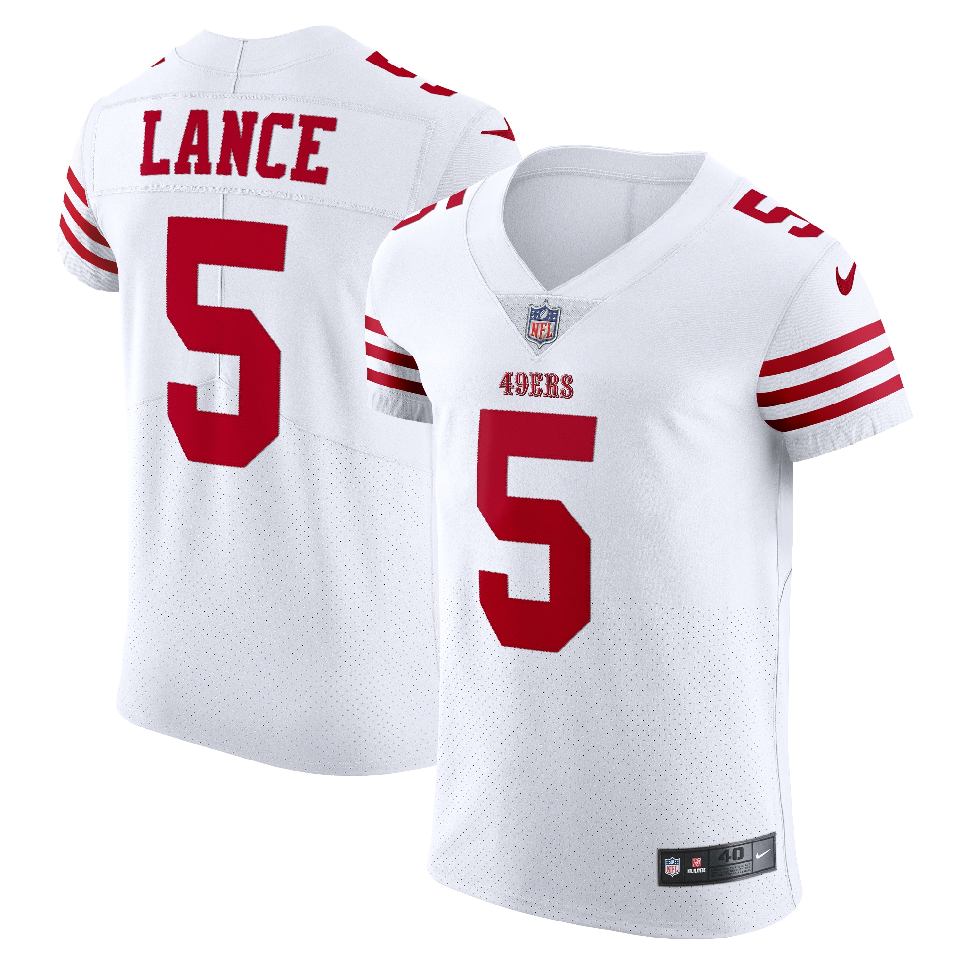 Men's San Francisco 49ers Trey Lance White Vapor Elite Jersey JS3470 nicesnker