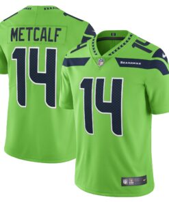 Men's Seattle Seahawks DK Metcalf Neon Green Vapor Limited Player Jersey JS3012 nicesnker