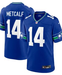 Men's Seattle Seahawks DK Metcalf Royal Throwback Player Game Jersey JS5964 nicesnker