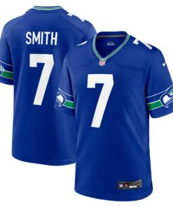 Men's Seattle Seahawks Geno Smith Royal Throwback Player Game Jersey JS2282 nicesnker