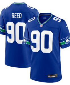 Men's Seattle Seahawks Jarran Reed Royal Throwback Player Game Jersey JS4499 nicesnker