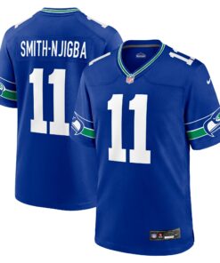 Men's Seattle Seahawks Jaxon Smith-Njigba Royal Throwback Player Game Jersey JS9425 nicesnker