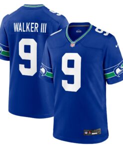 Men's Seattle Seahawks Kenneth Walker III Royal Throwback Player Game Jersey JS2811 nicesnker