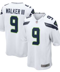 Men's Seattle Seahawks Kenneth Walker III White Away Game Player Jersey JS5612 nicesnker