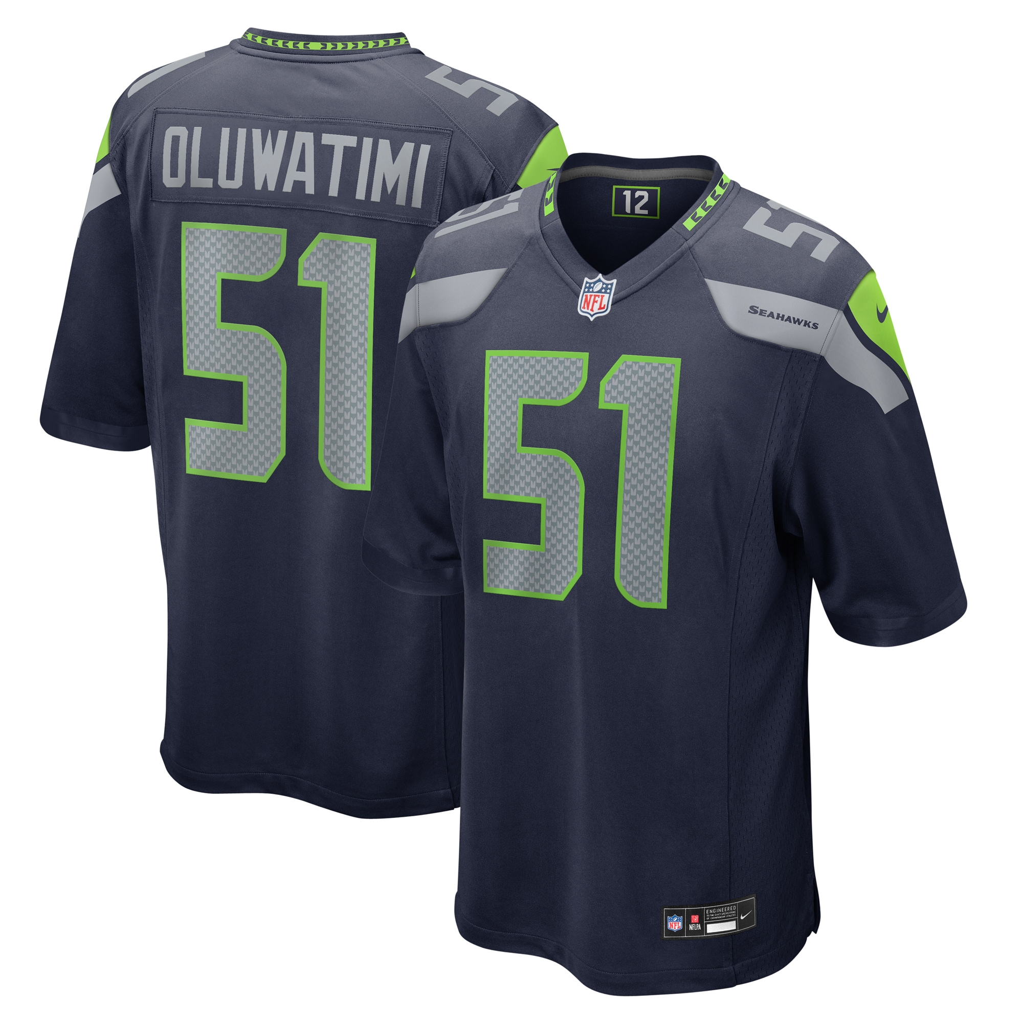 Men's Seattle Seahawks Olu Oluwatimi College Navy Game Jersey JS5941 nicesnker