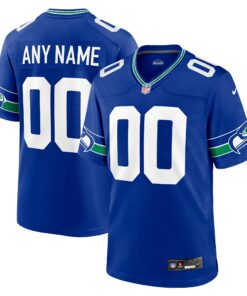Men's Seattle Seahawks Royal Throwback Custom Jersey JS2973 nicesnker