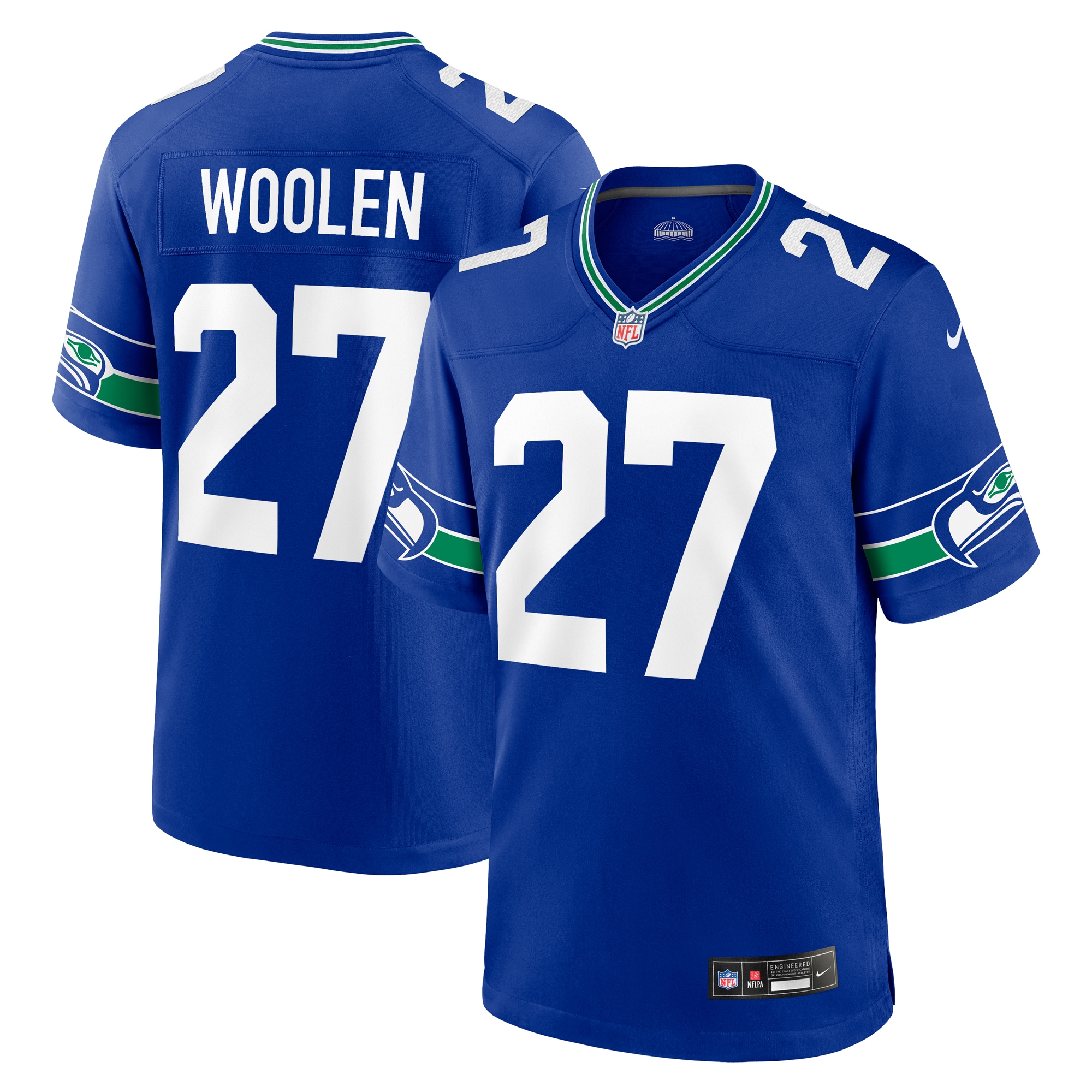 Men's Seattle Seahawks Tariq Woolen Royal Throwback Player Game Jersey JS4515 nicesnker