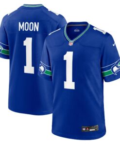 Men's Seattle Seahawks Warren Moon Royal Throwback Retired Player Game Jersey JS6496 nicesnker