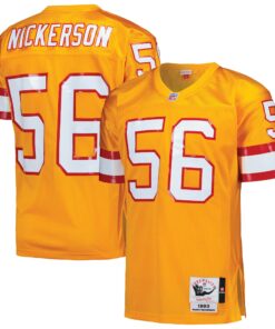 Men's Tampa Bay Buccaneers 1993 Hardy Nickerson Mitchell & Ness Orange Throwback Retired Player Jersey JS4514 nicesnker
