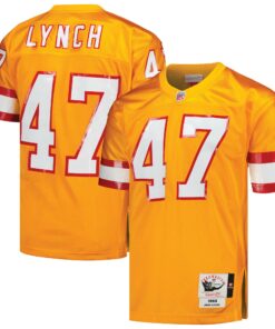 Men's Tampa Bay Buccaneers 1993 John Lynch Mitchell & Ness Orange Throwback Retired Player Jersey JS3815 nicesnker