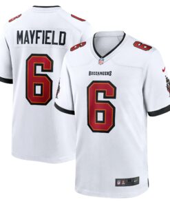 Men's Tampa Bay Buccaneers Baker Mayfield White Away Game Jersey JS7414 nicesnker