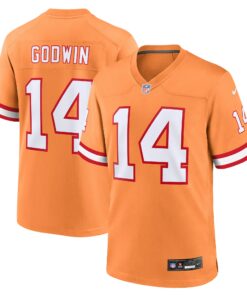 Men's Tampa Bay Buccaneers Chris Godwin Orange Throwback Game Jersey JS7353 nicesnker