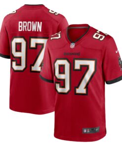Men's Tampa Bay Buccaneers Earnest Brown IV Red Game Jersey JS9906 nicesnker