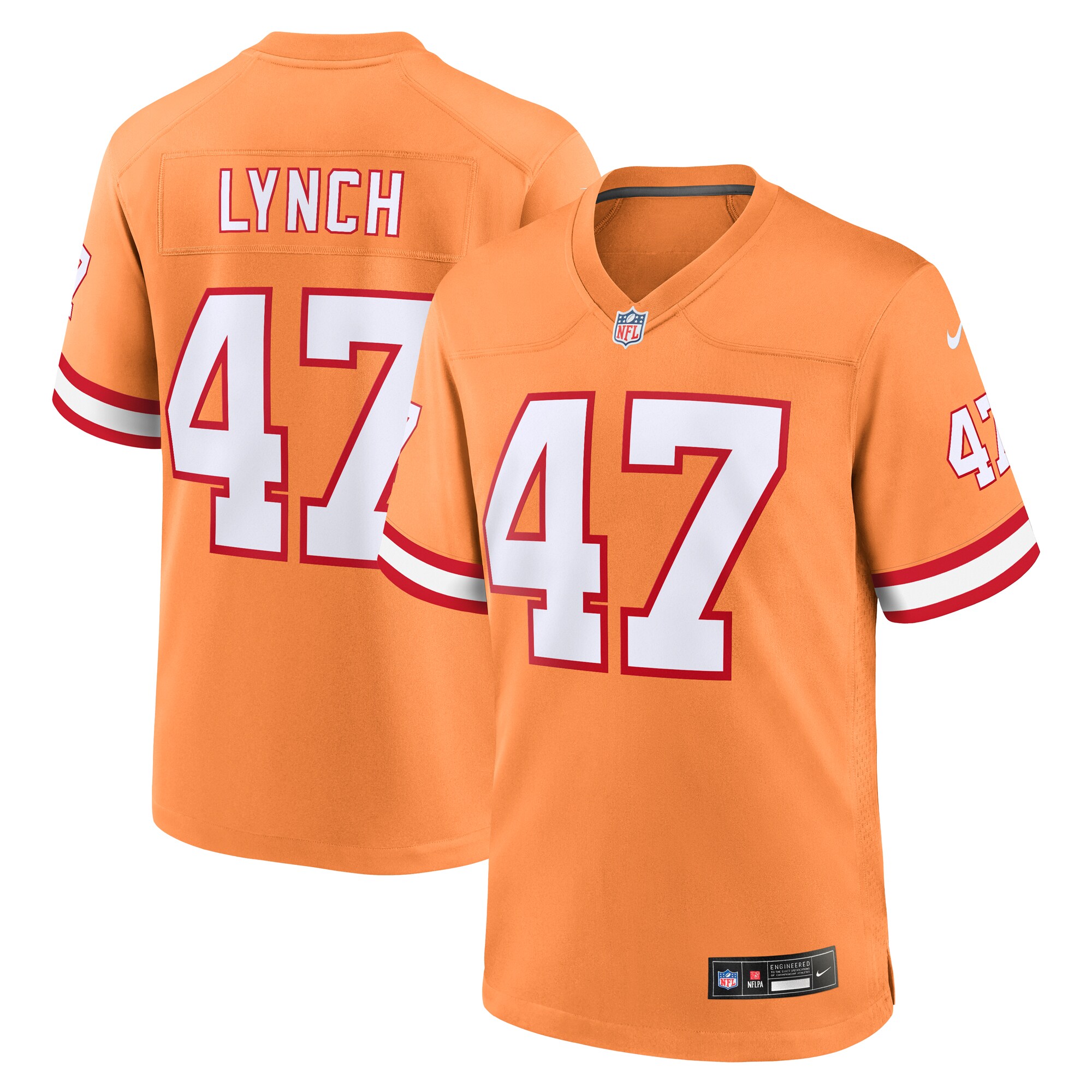 Men's Tampa Bay Buccaneers John Lynch Orange Throwback Game Jersey JS4680 nicesnker