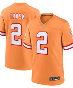 Men's Tampa Bay Buccaneers Kyle Trask Orange Throwback Game Jersey JS4940 nicesnker
