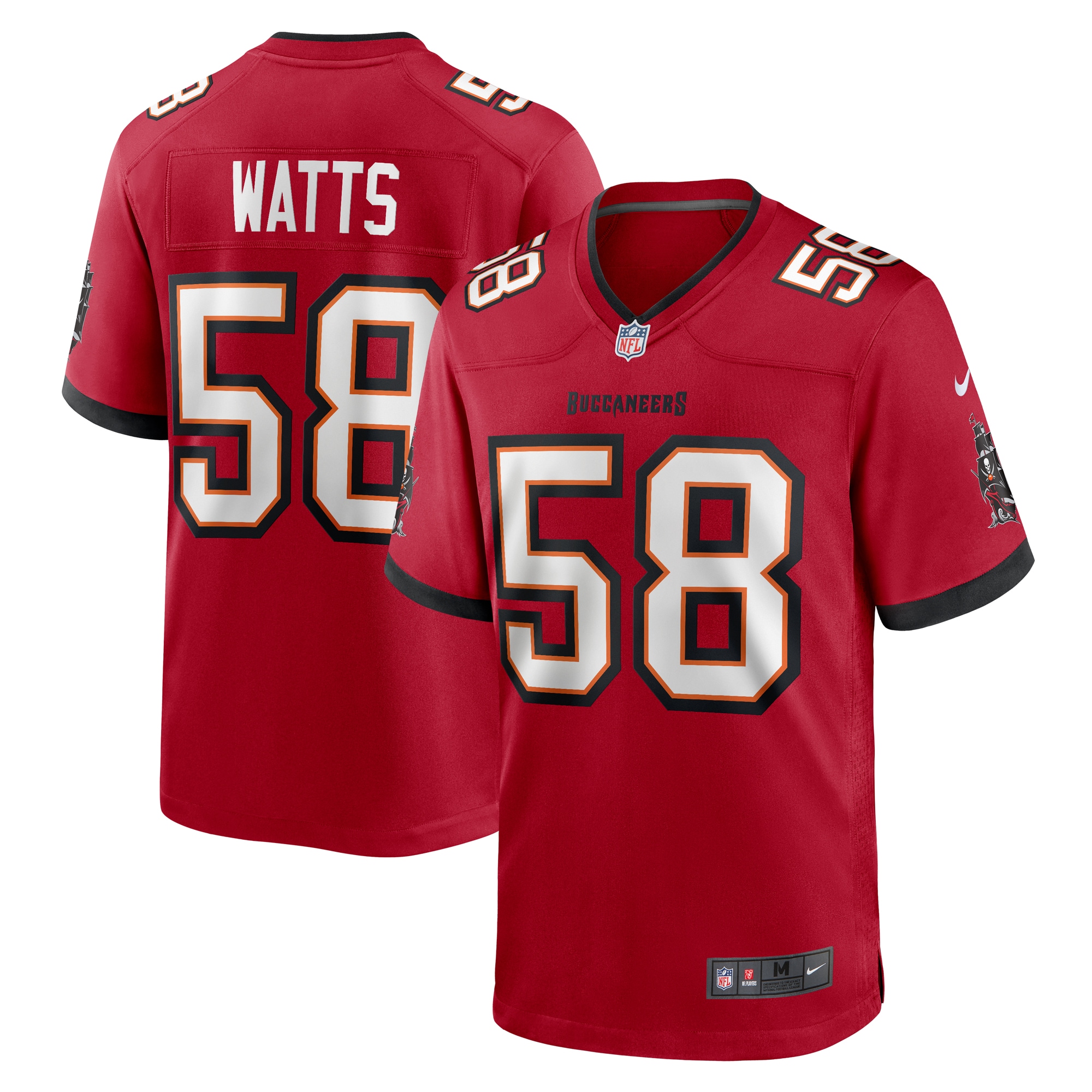 Men's Tampa Bay Buccaneers Markees Watts Red Game Jersey JS7726 nicesnker