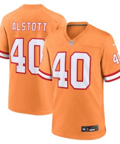Men's Tampa Bay Buccaneers Mike Alstott Orange Throwback Game Jersey JS7819 nicesnker