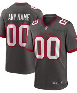 Men's Tampa Bay Buccaneers Pewter Alternate Custom Game Jersey JS8917 nicesnker
