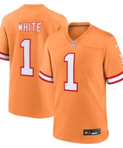 Men's Tampa Bay Buccaneers Rachaad White Orange Throwback Game Jersey JS7810 nicesnker