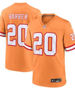 Men's Tampa Bay Buccaneers Ronde Barber Orange Throwback Game Jersey JS5179 nicesnker
