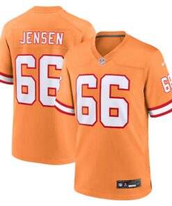 Men's Tampa Bay Buccaneers Ryan Jensen Orange Throwback Game Jersey JS8159 nicesnker