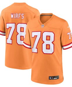 Men's Tampa Bay Buccaneers Tristan Wirfs Orange Throwback Game Jersey JS3013 nicesnker
