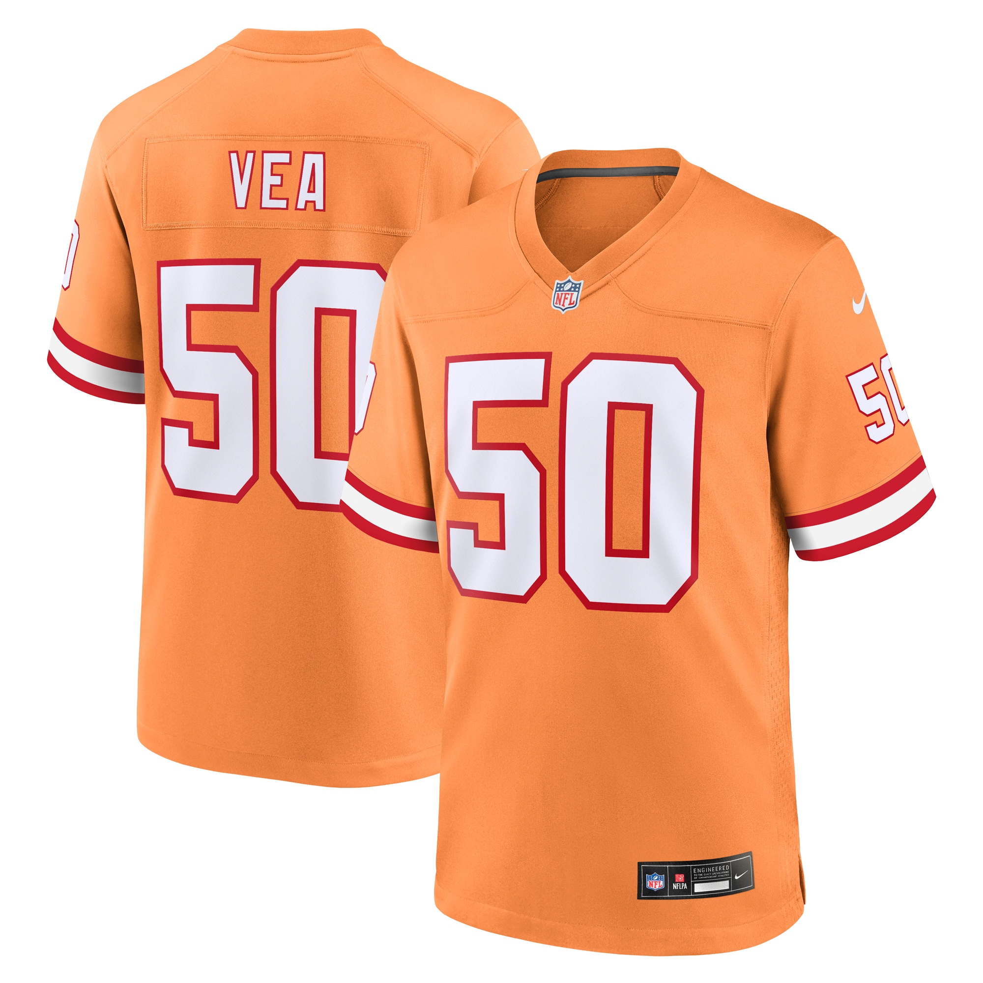Men's Tampa Bay Buccaneers Vita Vea Orange Throwback Game Jersey JS5437 nicesnker