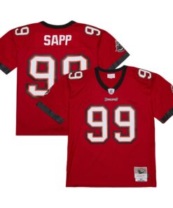 Men's Tampa Bay Buccaneers Warren Sapp Mitchell & Ness Red 2002 Legacy Jersey JS7798 nicesnker