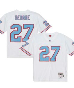 Men's Tennessee Oilers Eddie George Mitchell & Ness White Legacy Jersey JS1624 nicesnker