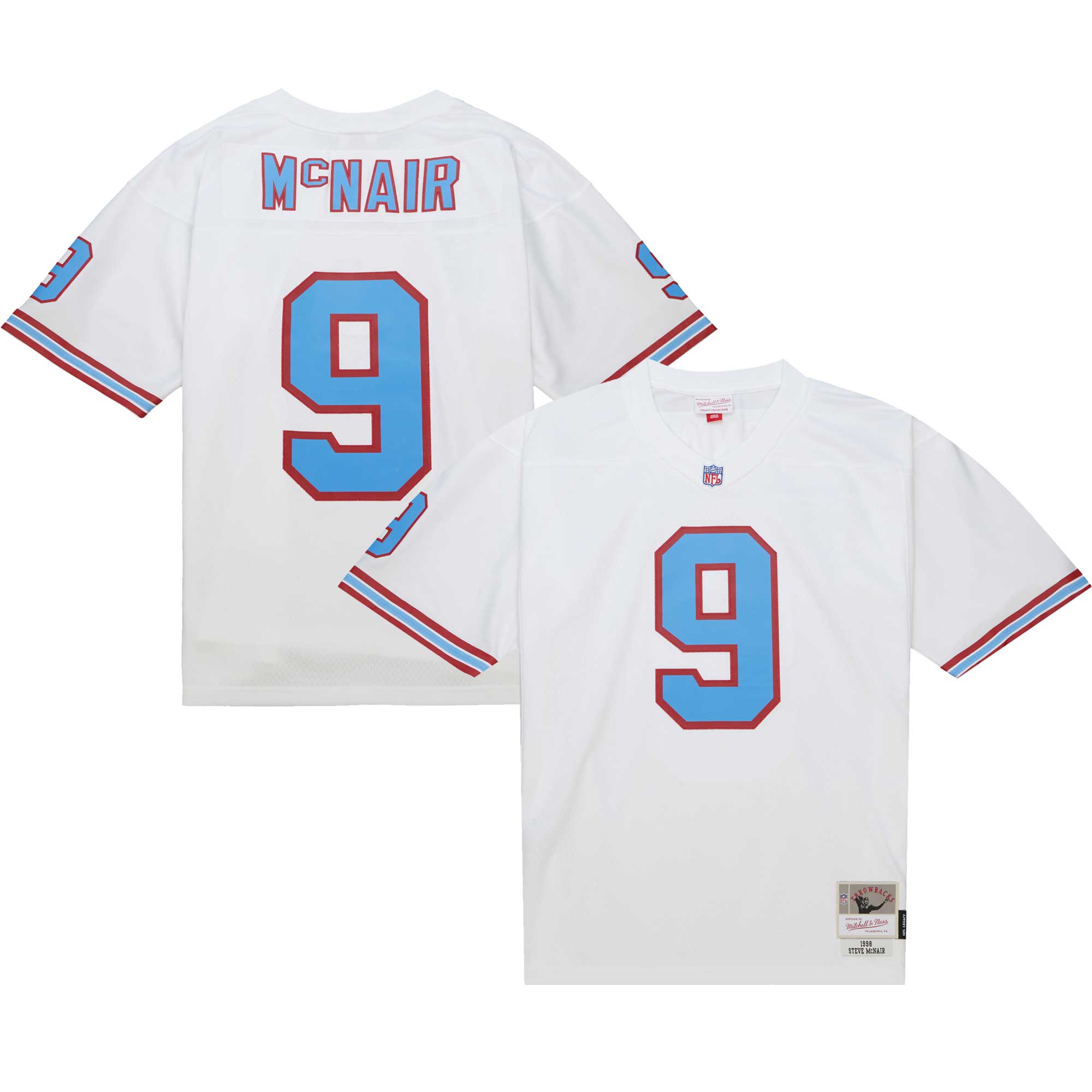 Men's Tennessee Oilers Steve McNair Mitchell & Ness White Legacy Jersey JS9744 nicesnker