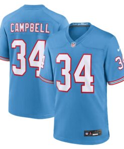 Men's Tennessee Titans Earl Campbell Light Blue Oilers Throwback Retired Player Game Jersey JS6853 nicesnker